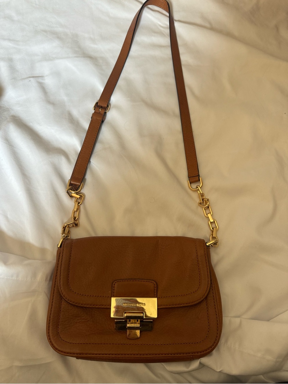 Michael Kors Tan Leather Crossbody with Gold Hardware